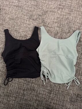 Love Tree Black & Sage Green Tank Tops with Cinched Side Ties Small